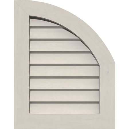 Quarter Round Top Right Primed, Non-Functional, Pine Gable Vent W/Decorative Face Frame, 08W X 36H